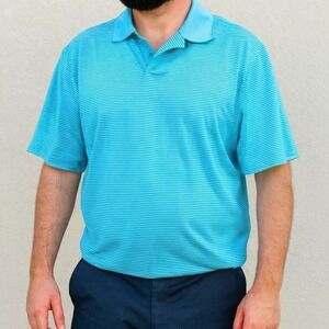 Bahama Bay Club Mens Large Blue Striped Golf Polo Shirt‎